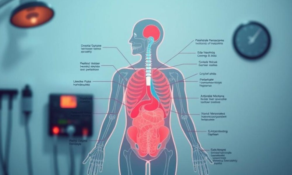 Vertigo hapı - medikal atlas stilinde anatomik kesit illustrasyonu