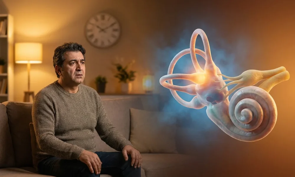 Vertigo atakları ne kadar sürer - hasta belirti gösterimi ve anatomik kesit illüstrasyonu
