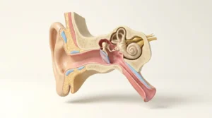 Orta kulak ve östaki tüpü anatomik kesit — kulak tansiyonu (timpanometri) muayenesi