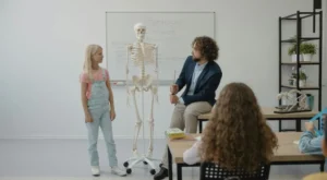 Çocuklarda Vertigo - medikal atlas stilinde anatomik kesit illustrasyonu