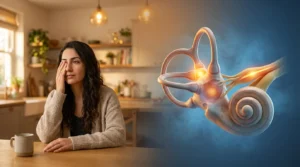Vertigo nasıl anlaşılır - hasta belirti gösterimi ve anatomik kesit illüstrasyonu
